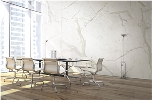 New White Calacatta Marble Look Sintered Stone Slab